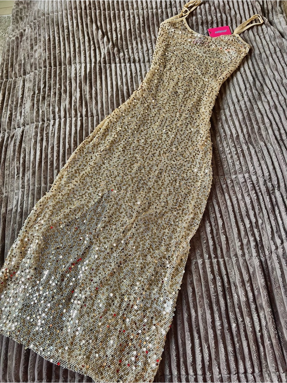 Sequin Slip Maxi Dress in Champagne - Picture 2 of 3